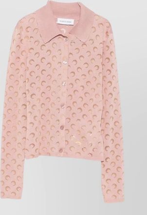 Marine Serre moon pattern ribbed knit cardigan