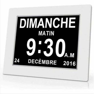 Elle Reloj Digital One Piece De 7 Pulgadas - Visualizaci&oacute;n Clara De Fecha Y Hora - Dise&ntilde;ado Para Pacientes Con Alzheimer - Elegante Dise&ntilde;o Blanco - 204 X 1