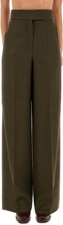 Max Mara Green Tailored Flat Front Pants