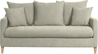 Miliboo Sof&aacute; Cama N&oacute;rdico 3 Plazas De Tela Efecto Aterciopelado Topo Y Madera Clara Louise