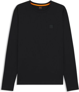 BOSS Long-sleeve cotton T-shirt with logo patch