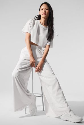Alo | Mesh Mirage Trouser in White, Size: Large