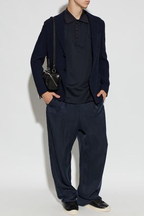 Giorgio Armani Pleated Trousers, Mens, Navy Blue