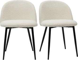 Miliboo Set De 2 Sillas De Tejido Efecto Borreguillo Color Crudo Y Metal Negro Celeste