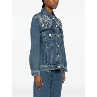 Farm Rio Embroidered Denim Jacket - Blue