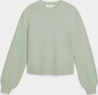 Contemporaine Womens Puff-sleeve pompom sweater