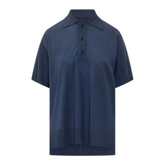 Ami Polo Shirts, female, Blue, Size: 2XS Short Sleeve Button Polo