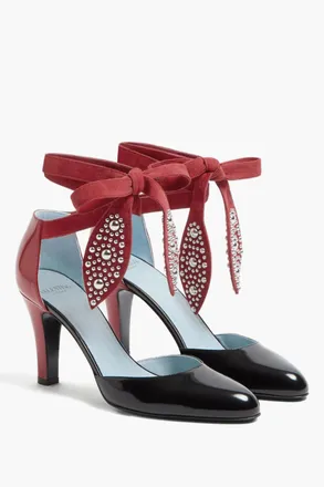 Valentino Lace-Up Patent Bicolor Pumps 8.5cm Heel Valentino