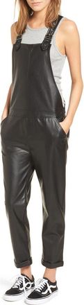 David Lerner Faux Leather Overalls in Black at Nordstrom, Size X-Small