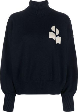 Isabel Marant Nash logo-intarsia sweater - women - Cotton/Wool - 34 - Blue