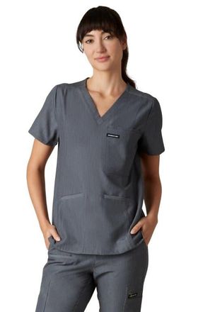 Members Only Siena 5-Pocket V-Neck Scrub Top in Graphite at Nordstrom, Size Xx-Large