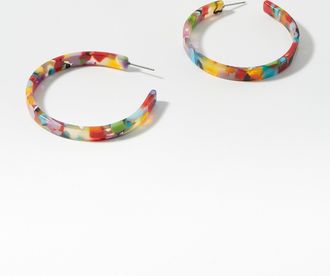 Simons Womens Large patterned acetate Hoop Earrings
