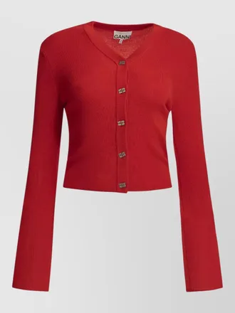 Ganni merino wool cardigan long sleeves v neckline