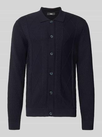 Cinque Strickjacke mit Strukturmuster Modell YARO in Marine, Gr&ouml;&szlig;e XXL