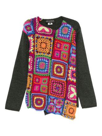 Comme Des Garçons crochet-panel wool sweater - men - Acrylic/Wool - M - Red