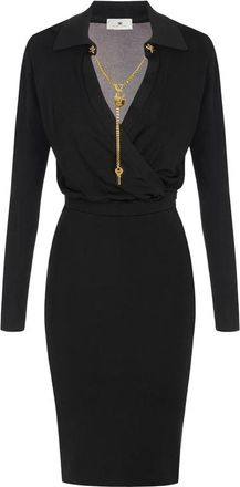 Elisabetta Franchi Chain-detail Wrap-front Midi Dress