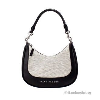 Marc Jacobs Marc Jacobs Natural Black Canvas Leather Hobo Shoulder Handbag Womens Purse
