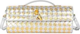 Tiffany & Fred Woven Metallic Leather Top Handle Crossbody