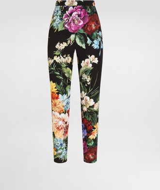 Dolce & Gabbana Flower Bouquet-print Charmeuse Pants - Woman Pants And Shorts Print 40