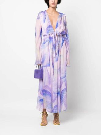 Forte_Forte Floral Print Silk Dress In Lavender
