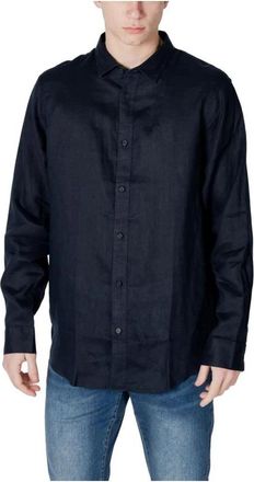A|X Armani Exchange Linnen Casual Shirt - Heren - Casual Overhemden - Blauw - XS - Linnen - Overhemden