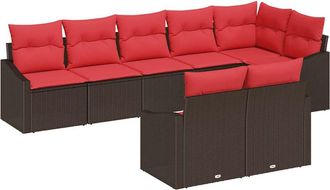 vidaXL Juego De Sof&aacute; 8 Uds. Marr&oacute;n Rat&aacute;n Sint&eacute;tico Vidaxl