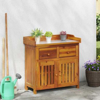 vidaXL Armario De Jard&iacute;n Con Caj&oacute;n Con Puerta Marr&oacute;n 78 X 36.5 X 78cm Vidaxl