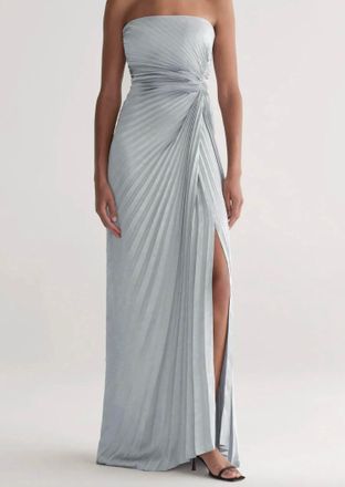 A.L.C. Layla Strapless Pleated Gown In Steel Blue
