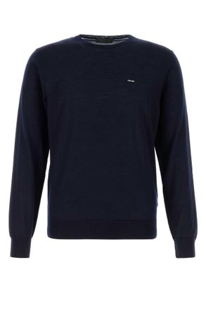 Prada Navy Blue Logo Sweaters