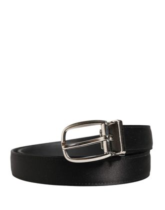 Dolce & Gabbana Men Black Classic Leather Metal Buckle Mens Belt