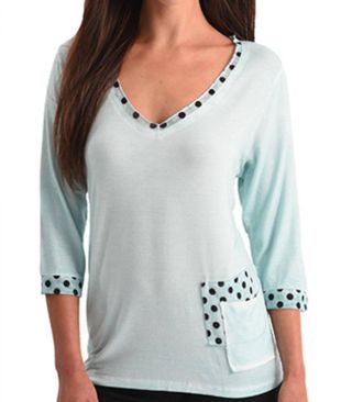 Angel Polkadot V-Neck Top In Mint