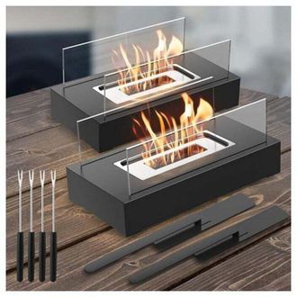 OEM Juego De 2 Chimeneas De Mesa, Para Interior Y Exterior, De Etanol, Ideales Para Patio, Jard&iacute;n, Sala De Estar, Cenas Familiares, Fiestas Y El D&iacute;a De La