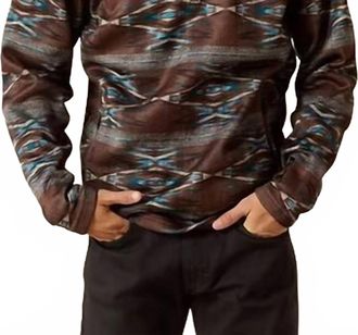 Ariat Caldwell Logo 1/4 Zip Southwest Sweater In Deep Mahogany