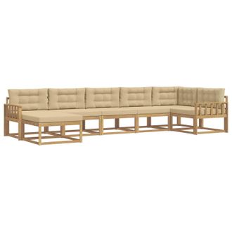 vidaXL Conjunto De Sof&aacute;s De Exterior Con Coj&iacute;n 7 Pcs Y Beige Vidaxl