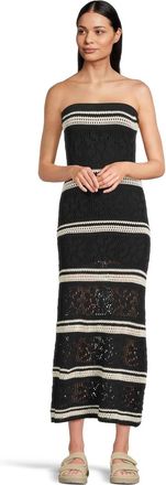 L*Space L*Space Rosalia Dress Small Black Striped Flower Cut-Out Strapless GBO1957