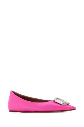Amina Muaddi Womens Fuchsia Satin Camelia Ballerinas Satpiwh Ballerine Flat Shoes