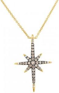 Allurez 0.24ct 14k Yellow Gold White & Champagne Diamond North Star Necklace