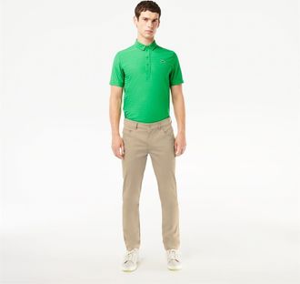 Lacoste Mens HH0922 Crocodile Logo Slim Fit Chinos in Lion - Green - Size 40W/32L