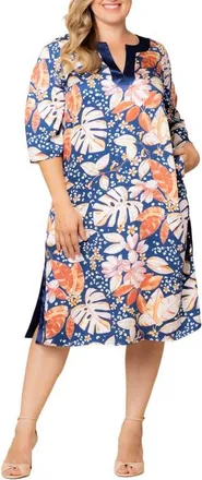 Kiyonna Nora Kaftan Dress in Tropical Print at Nordstrom, Size 1X