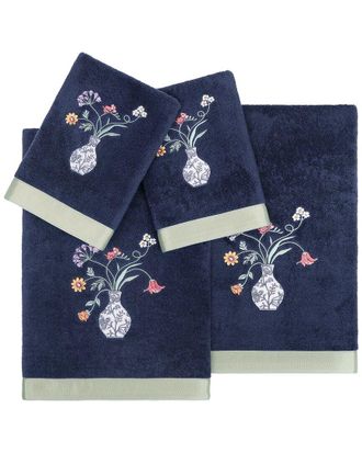 Linum Home Textiles 100% Turkish Cotton Stella 4Pc Embellished Towel Set