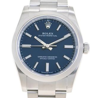 Rolex Oyster Perpetual 34 Automatic Chronometer Blue Dial Ladies Watch M124200-0011