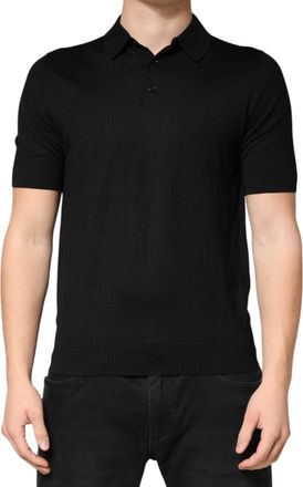 Dolce & Gabbana Black Silk Collared Short Sleeve Polo Mens T-shirt (Pre-Owned)