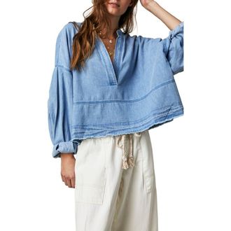 Free People Jude Oversize Boxy Denim Pullover in Vintage Indigo at Nordstrom Rack, Size X-Large