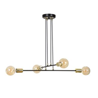 Wonderlamp L&aacute;mpara de techo vintage 4 luces con estructura de metal negro &oslash;70 cm