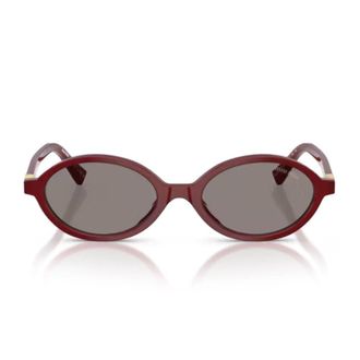 Miu Miu Compact Oval Sunglasses in Glossy Burgundy Acetate