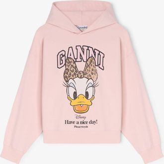 Ganni Chalk Pink Daisy Duck Cropped Hoodie - Size XS