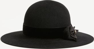 Valentino Garavani Cappello VLogo Signature In Tessuto Lapin E Velluto Con Fiocco In Taffetas Donna NERO 55
