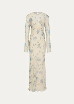 Sir. Cecile Floral Chiffon Long-Sleeve Maxi Dress