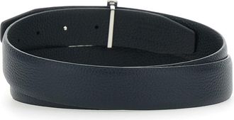 Tom Ford Mens Belt Reversible T-Buckle Blue Leather Calf