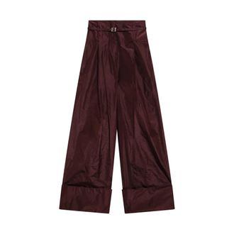 Fendi Broeken, Dames, Bruin, M, Leer, Wijde Broeken